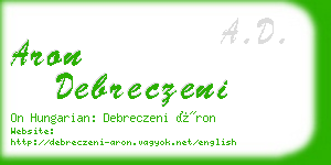 aron debreczeni business card